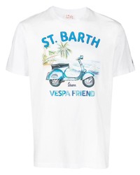 weißes bedrucktes T-Shirt mit einem Rundhalsausschnitt von MC2 Saint Barth