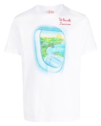 weißes bedrucktes T-Shirt mit einem Rundhalsausschnitt von MC2 Saint Barth