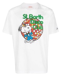 weißes bedrucktes T-Shirt mit einem Rundhalsausschnitt von MC2 Saint Barth