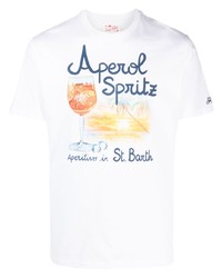 weißes bedrucktes T-Shirt mit einem Rundhalsausschnitt von MC2 Saint Barth