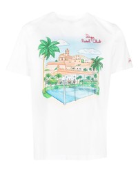 weißes bedrucktes T-Shirt mit einem Rundhalsausschnitt von MC2 Saint Barth