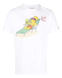 weißes bedrucktes T-Shirt mit einem Rundhalsausschnitt von MC2 Saint Barth