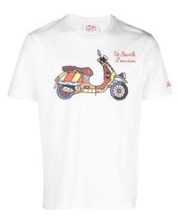 weißes bedrucktes T-Shirt mit einem Rundhalsausschnitt von MC2 Saint Barth