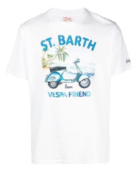 weißes bedrucktes T-Shirt mit einem Rundhalsausschnitt von MC2 Saint Barth