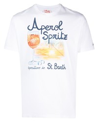 weißes bedrucktes T-Shirt mit einem Rundhalsausschnitt von MC2 Saint Barth