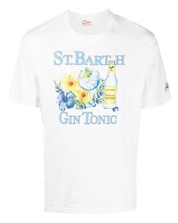 weißes bedrucktes T-Shirt mit einem Rundhalsausschnitt von MC2 Saint Barth