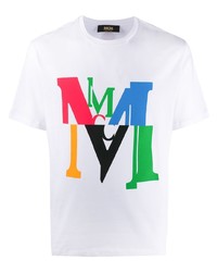 weißes bedrucktes T-Shirt mit einem Rundhalsausschnitt von MCM