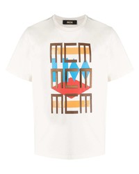weißes bedrucktes T-Shirt mit einem Rundhalsausschnitt von MCM