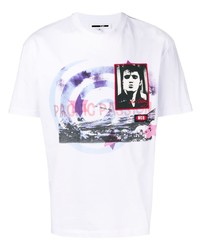 weißes bedrucktes T-Shirt mit einem Rundhalsausschnitt von McQ Alexander McQueen