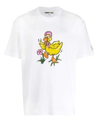 weißes bedrucktes T-Shirt mit einem Rundhalsausschnitt von McQ Alexander McQueen