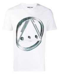 weißes bedrucktes T-Shirt mit einem Rundhalsausschnitt von McQ Alexander McQueen