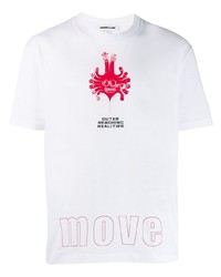 weißes bedrucktes T-Shirt mit einem Rundhalsausschnitt von McQ Alexander McQueen