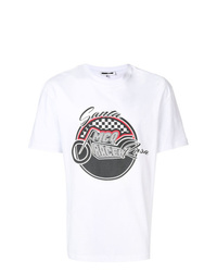 weißes bedrucktes T-Shirt mit einem Rundhalsausschnitt von McQ Alexander McQueen