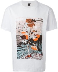 weißes bedrucktes T-Shirt mit einem Rundhalsausschnitt von McQ by Alexander McQueen