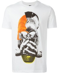 weißes bedrucktes T-Shirt mit einem Rundhalsausschnitt von McQ by Alexander McQueen