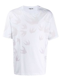 weißes bedrucktes T-Shirt mit einem Rundhalsausschnitt von McQ Swallow
