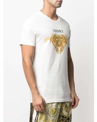 weißes bedrucktes T-Shirt mit einem Rundhalsausschnitt von Versace