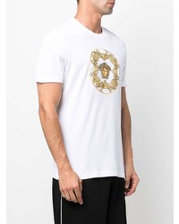 weißes bedrucktes T-Shirt mit einem Rundhalsausschnitt von Versace