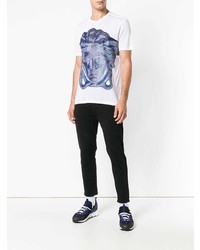 weißes bedrucktes T-Shirt mit einem Rundhalsausschnitt von Versace