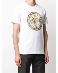 weißes bedrucktes T-Shirt mit einem Rundhalsausschnitt von Versace