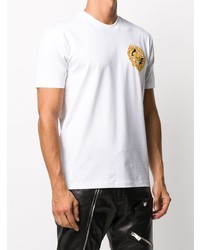 weißes bedrucktes T-Shirt mit einem Rundhalsausschnitt von Versace