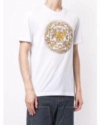 weißes bedrucktes T-Shirt mit einem Rundhalsausschnitt von Versace