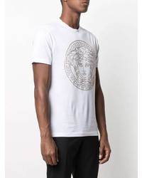 weißes bedrucktes T-Shirt mit einem Rundhalsausschnitt von Versace