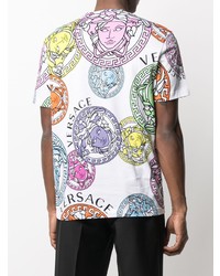 weißes bedrucktes T-Shirt mit einem Rundhalsausschnitt von Versace