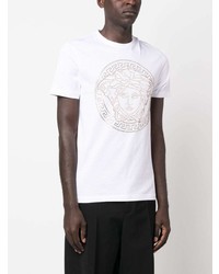 weißes bedrucktes T-Shirt mit einem Rundhalsausschnitt von Versace