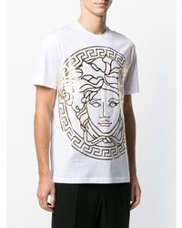 weißes bedrucktes T-Shirt mit einem Rundhalsausschnitt von Versace