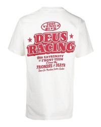 weißes bedrucktes T-Shirt mit einem Rundhalsausschnitt von Deus Ex Machina