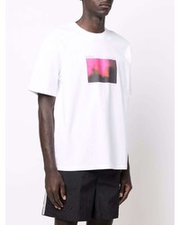 weißes bedrucktes T-Shirt mit einem Rundhalsausschnitt von Tom Wood