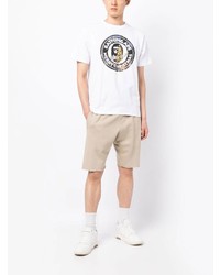 weißes bedrucktes T-Shirt mit einem Rundhalsausschnitt von A Bathing Ape