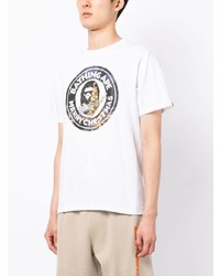 weißes bedrucktes T-Shirt mit einem Rundhalsausschnitt von A Bathing Ape