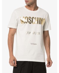 weißes bedrucktes T-Shirt mit einem Rundhalsausschnitt von Moschino