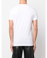 weißes bedrucktes T-Shirt mit einem Rundhalsausschnitt von Balmain