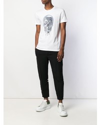 weißes bedrucktes T-Shirt mit einem Rundhalsausschnitt von Alexander McQueen