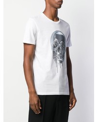 weißes bedrucktes T-Shirt mit einem Rundhalsausschnitt von Alexander McQueen