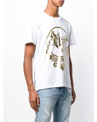 weißes bedrucktes T-Shirt mit einem Rundhalsausschnitt von Versace Jeans