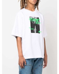 weißes bedrucktes T-Shirt mit einem Rundhalsausschnitt von Off-White