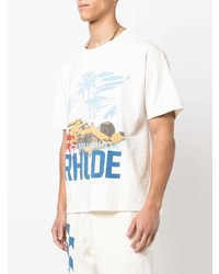 weißes bedrucktes T-Shirt mit einem Rundhalsausschnitt von Rhude