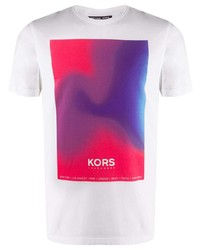 weißes bedrucktes T-Shirt mit einem Rundhalsausschnitt von Michael Kors