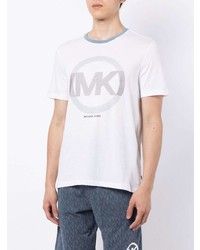 weißes bedrucktes T-Shirt mit einem Rundhalsausschnitt von Michael Kors