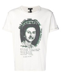 weißes bedrucktes T-Shirt mit einem Rundhalsausschnitt von Midnight Studios