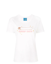 weißes bedrucktes T-Shirt mit einem Rundhalsausschnitt von MiH Jeans