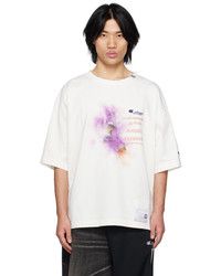 weißes bedrucktes T-Shirt mit einem Rundhalsausschnitt von Miharayasuhiro