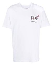 weißes bedrucktes T-Shirt mit einem Rundhalsausschnitt von MIKE