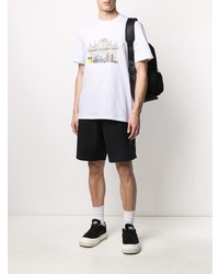 weißes bedrucktes T-Shirt mit einem Rundhalsausschnitt von MSGM