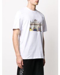 weißes bedrucktes T-Shirt mit einem Rundhalsausschnitt von MSGM