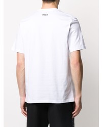 weißes bedrucktes T-Shirt mit einem Rundhalsausschnitt von MSGM